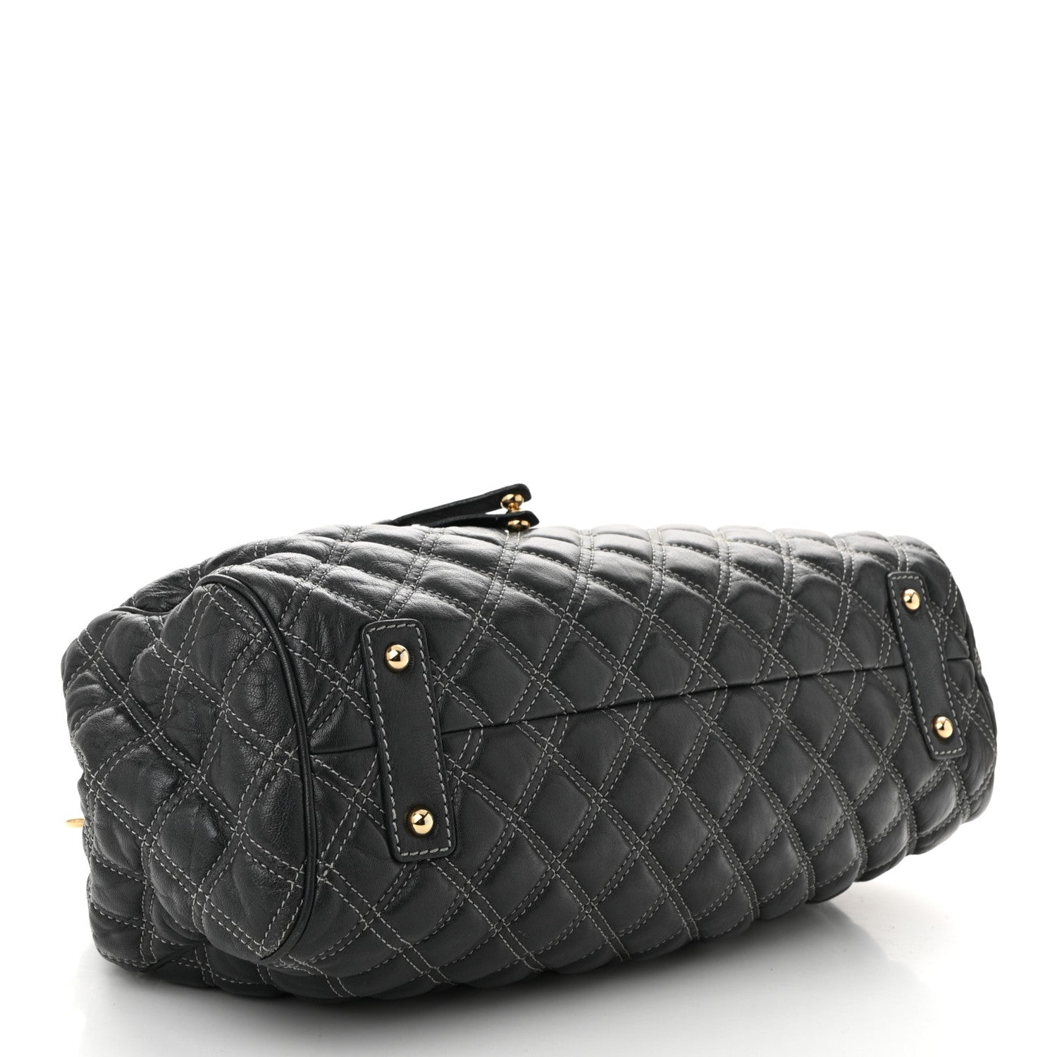 Calfskin Quilted Stam Dark Grey