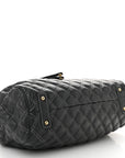 Calfskin Quilted Stam Dark Grey