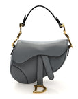 Grained Calfskin Mini Saddle Bag Sky Blue