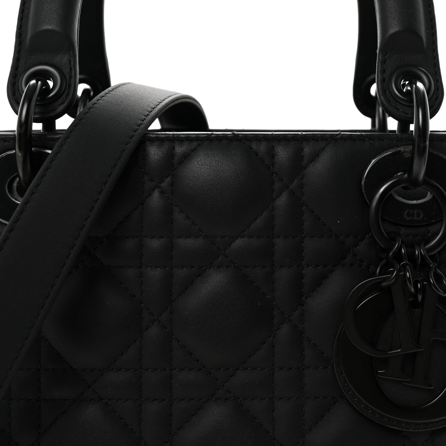 Ultra Matte Calfskin Cannage Medium Lady D1OR Black