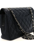 Caviar Quilted Medium Double Flap Black