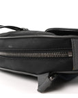 X Sacai Grained Calfskin Technical Fabric Mens Saddle Bag Black