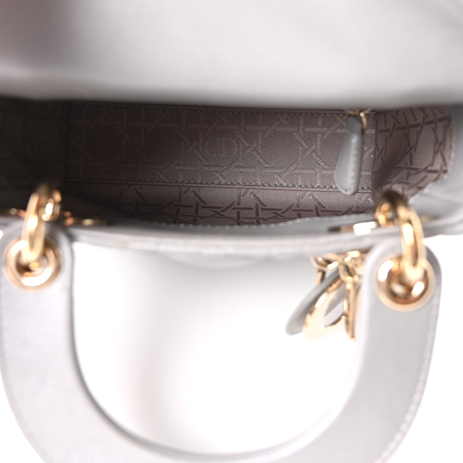 Lambskin Cannage Mini Lady D1OR Gray Opaline