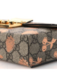 GG Supreme Monogram Berry Textured Dollar Calfskin Mini Padlock Top Handle Shoulder Bag Beige Ebony Light Copper Mystic White