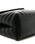 Calfskin Y Quilted Monogram Medium Loulou Chain Satchel Black