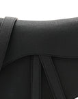 Grained Calfskin Saddle Bag With Strap Black