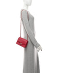 Lambskin Chevron Quilted Mini Square Flap Fuchsia