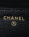 Caviar Quilted Wallet on Chain WOC Black