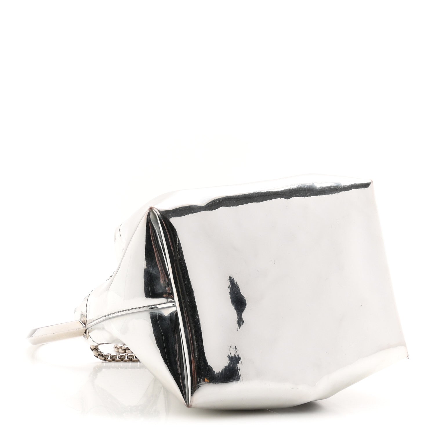 Metallic Patent Bon Bon Bag Silver