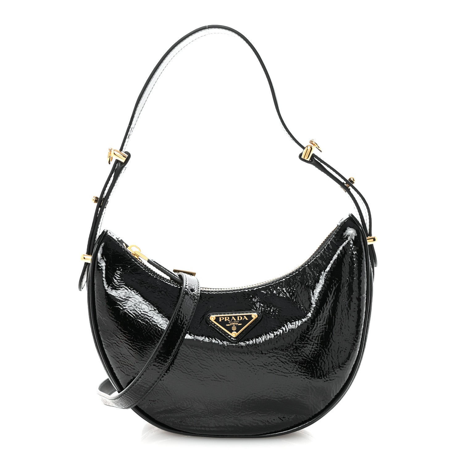 Patent Naplak Arque Shoulder Bag Black