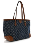 New Denim GG Monogram Medium Ophidia Shopping Tote Blue Tea Cuir