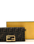 Fabric Jacquard FF 1974 Continental Wallet On Chain Tobacco Moro