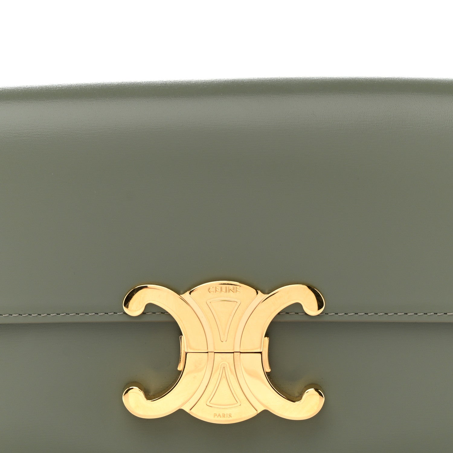 Shiny Calfskin Triomphe Shoulder Bag Celadon
