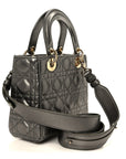 Metallic Lambskin Cannage Small My ABCD1OR Lady D1OR Dark Silver