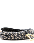 Oblique Embroidered Saddle Bag Blue