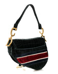 Velvet Crocodile Effect Saddle Bag Green
