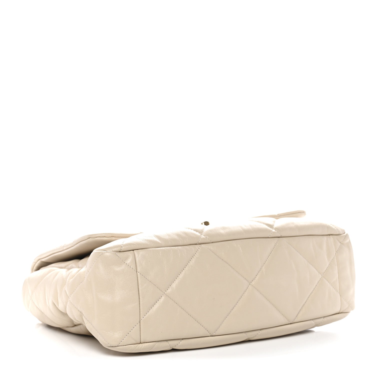 Goatskin Quilted Maxi CHNL 19 Flap Beige