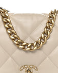 Goatskin Quilted Maxi CHNL 19 Flap Beige