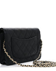 Caviar Quilted Striated CC Wallet On Chain WOC Black