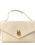 Nappa Intrecciato Knot Lock Top Handle Crossbody Bag Sea Salt