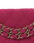 Tweed Quilted Medium Double Flap Fuchsia