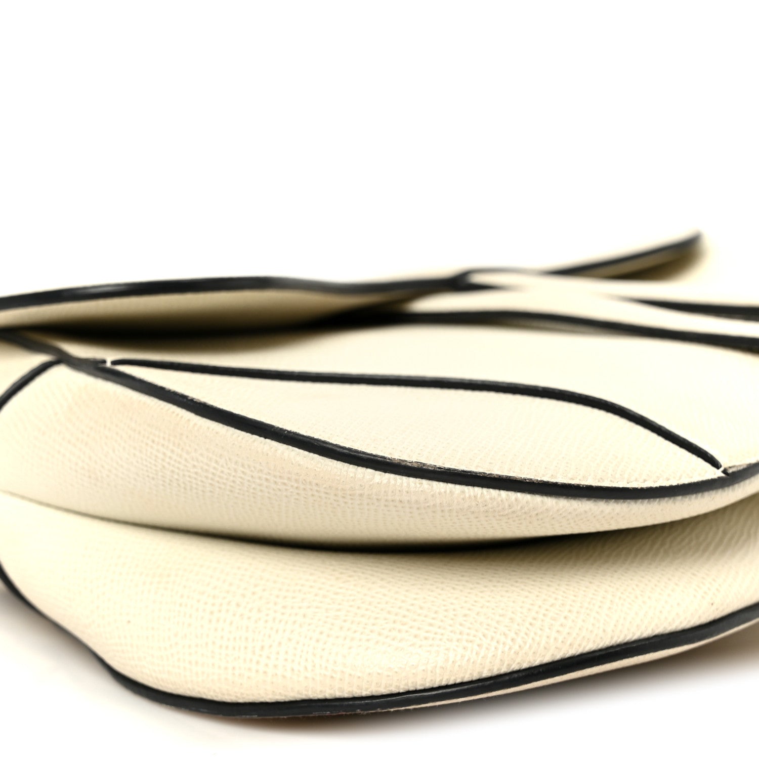 Grained Calfskin Saddle Bag White