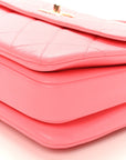 Lambskin Lacquered Quilted Mini Trendy CC Dual Handle Flap Bag Coral Pink