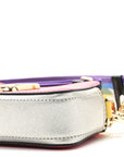 Saffiano Rainbow Strap Color Block Small Snapshot Camera Bag Pink Multicolor
