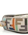 Canvas Vitello Seta FF Multicolor Embroidered Baguette Grezzo Multicolor Latte