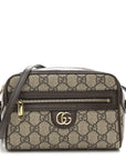 GG Supreme Monogram Textured Calfskin Super Mini Ophidia Shoulder Bag Beige Ebony New Acero