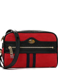 Suede Patent Web Mini Ophidia Shoulder Bag Hibiscus Red Black