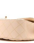 Caviar Quilted Medium Double Flap Light Beige