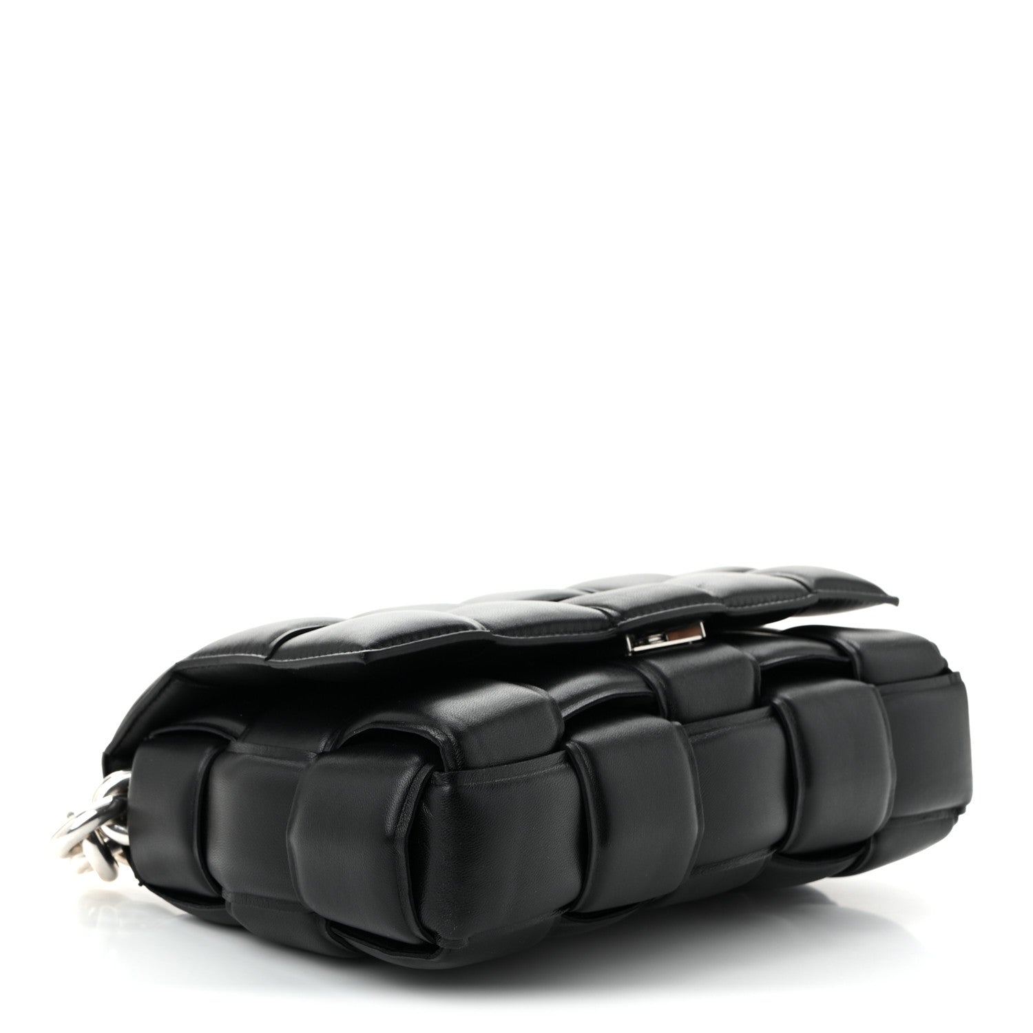 Lambskin Maxi Intreccio Padded Chain Cassette Crossbody Bag Black