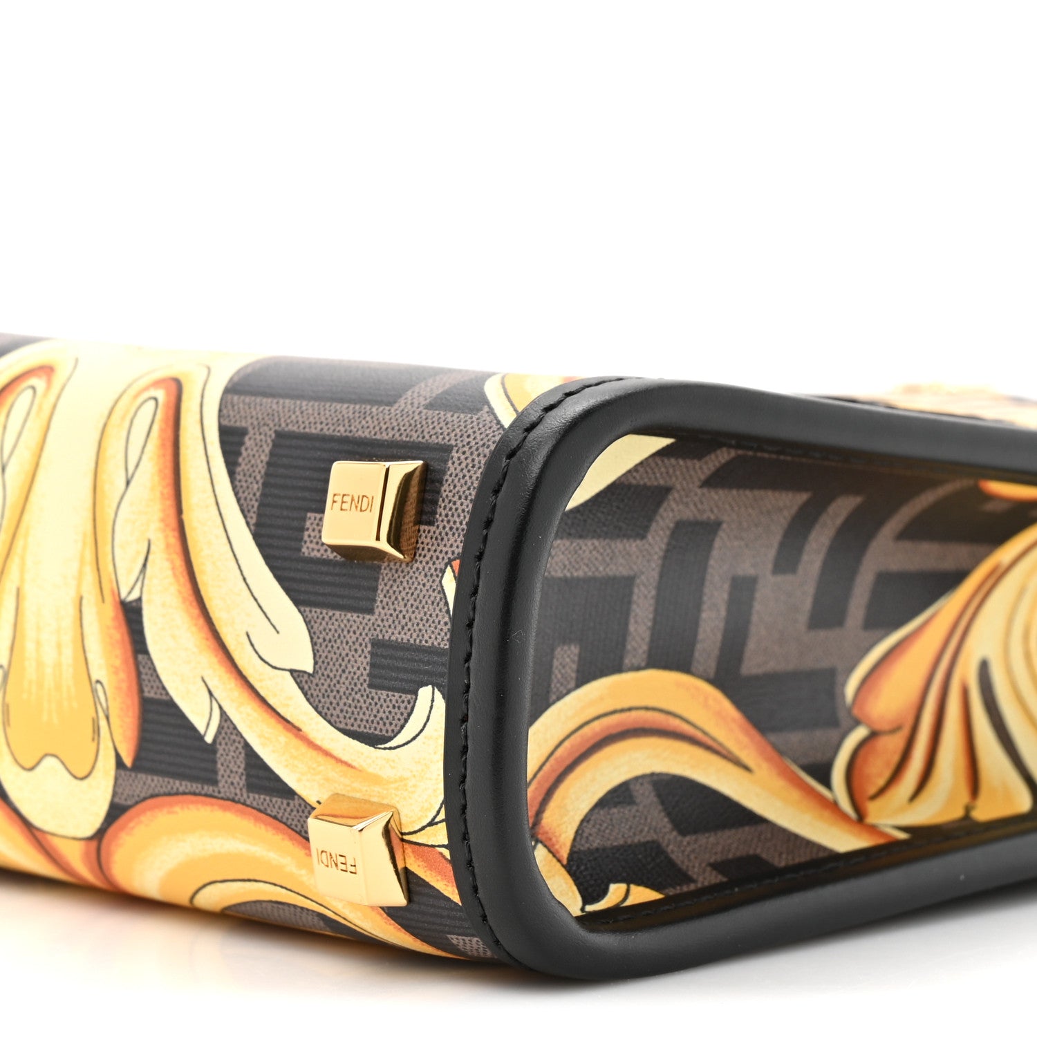 X VERSACE Vitello King Catalan Mirror Plexiglass Fendace FF Baroque Logo Mini FNDI Sunshine Shopper Tote Black Gold