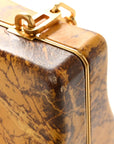 Spazzolato Calfskin Chain Clutch Gold Marble