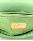 Goatskin Quilted Medium CHNL 19 Flap Light Green