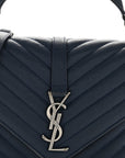 Sheepskin Matelasse Chevron Monogram Medium College Bag Navy
