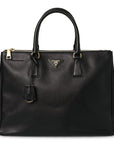 Saffiano Large Galleria Double Zip Tote Black