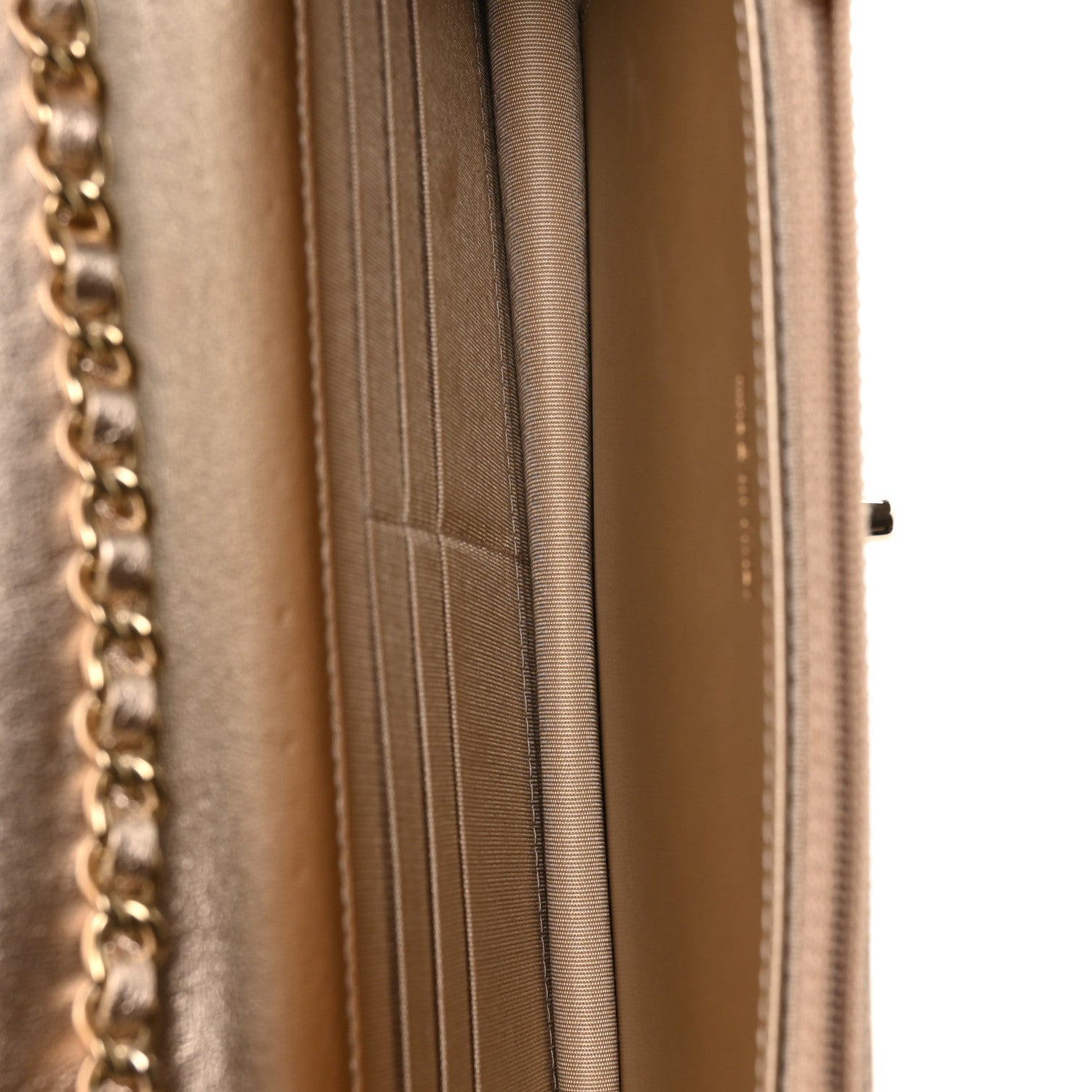 Metallic Lambskin Quilted Trendy CC Wallet On Chain WOC Gold