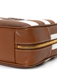 Canvas Calfskin Striped Large Beau Top Handle Bag Naturale Brandy