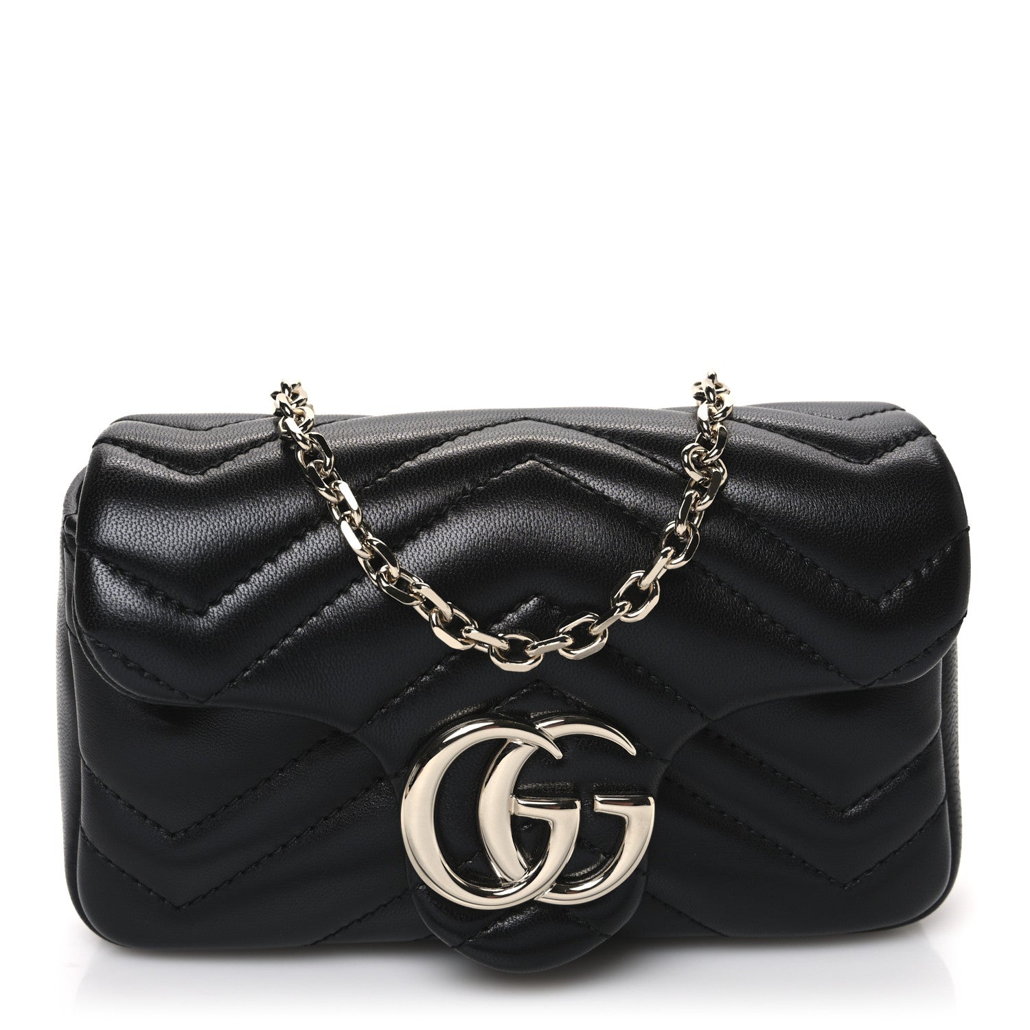 Lambskin Matelasse Mini GG Marmont Shoulder Bag Black