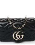 Lambskin Matelasse Mini GG Marmont Shoulder Bag Black