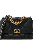 Lambskin Quilted Large CHNL 19 Flap Black