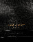 Grain De Poudre Matelasse Chevron Monogram Envelope Chain Wallet Black