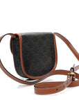 Canvas Calfskin Triomphe Mini Besace Tan