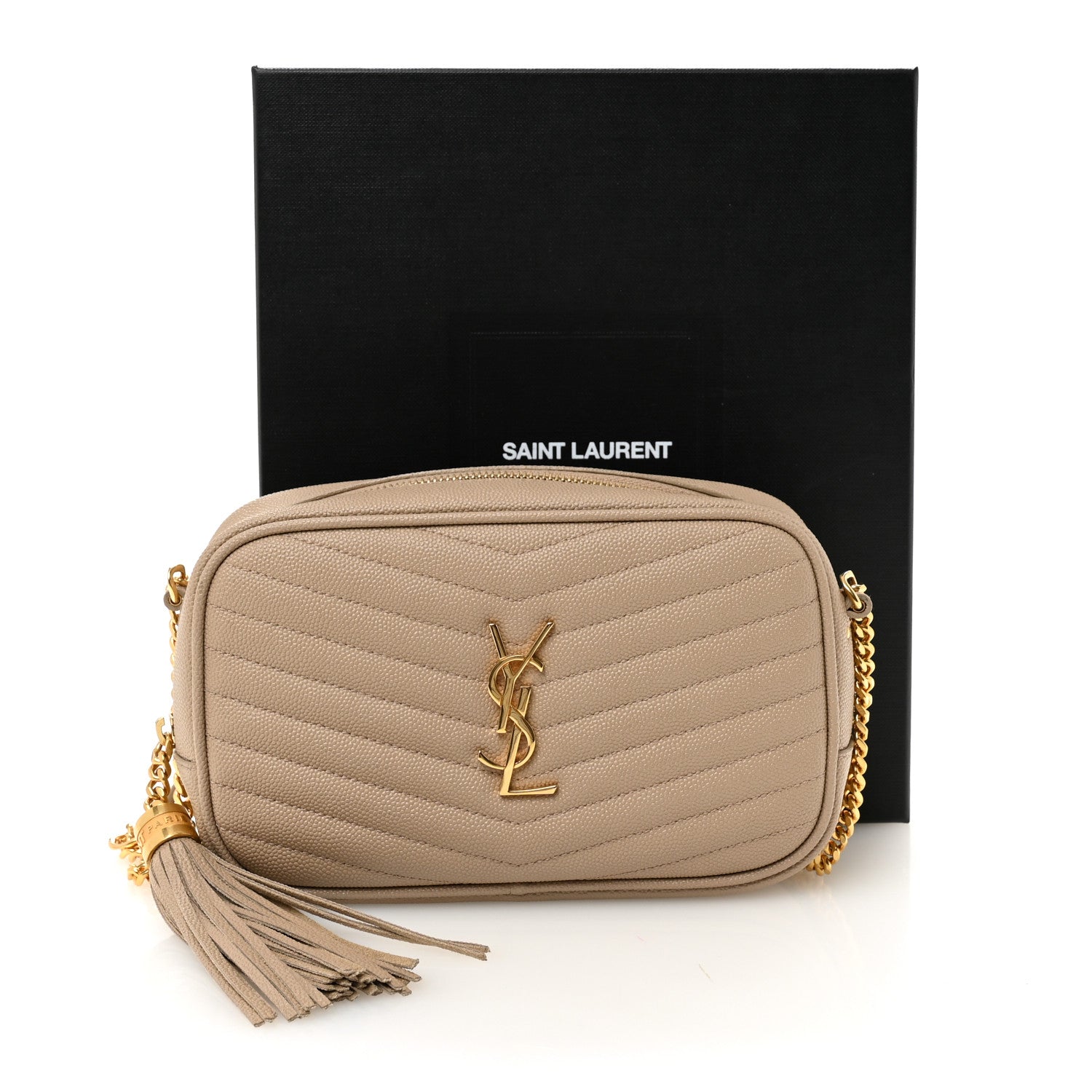 Grain De Poudre Matelasse Monogram Mini Lou Camera Bag Dark Beige