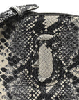 Calfskin Snakeskin Embossed Shutter Camera Crossbody Bag Black White