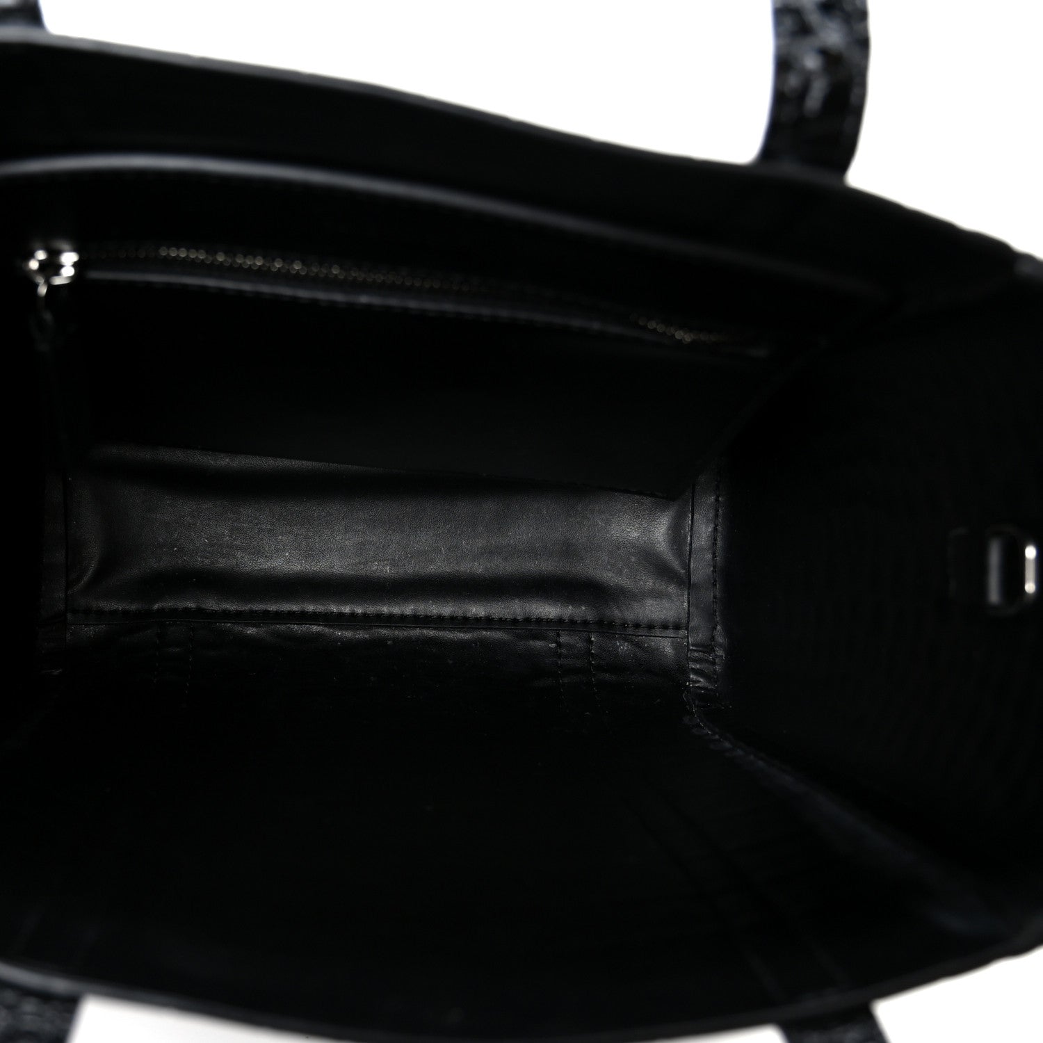 Shiny Calfskin Logo Crocodile Embossed XXS Everyday Tote  Black