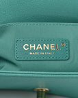 Caviar Chevron Quilted Small Boy Flap  Green