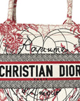 Canvas Embroidered Medium D1ORamour D-Royaume Book Tote Red Multicolor